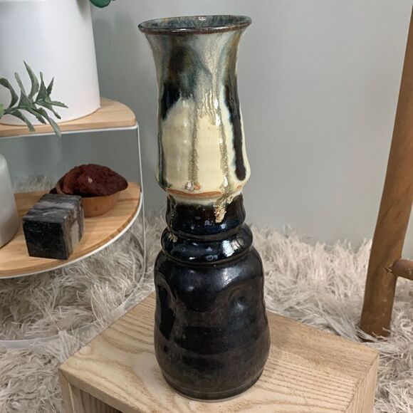 Handmade Pottery Drip Glaze Stonewear Vase - Picture 1 of 17